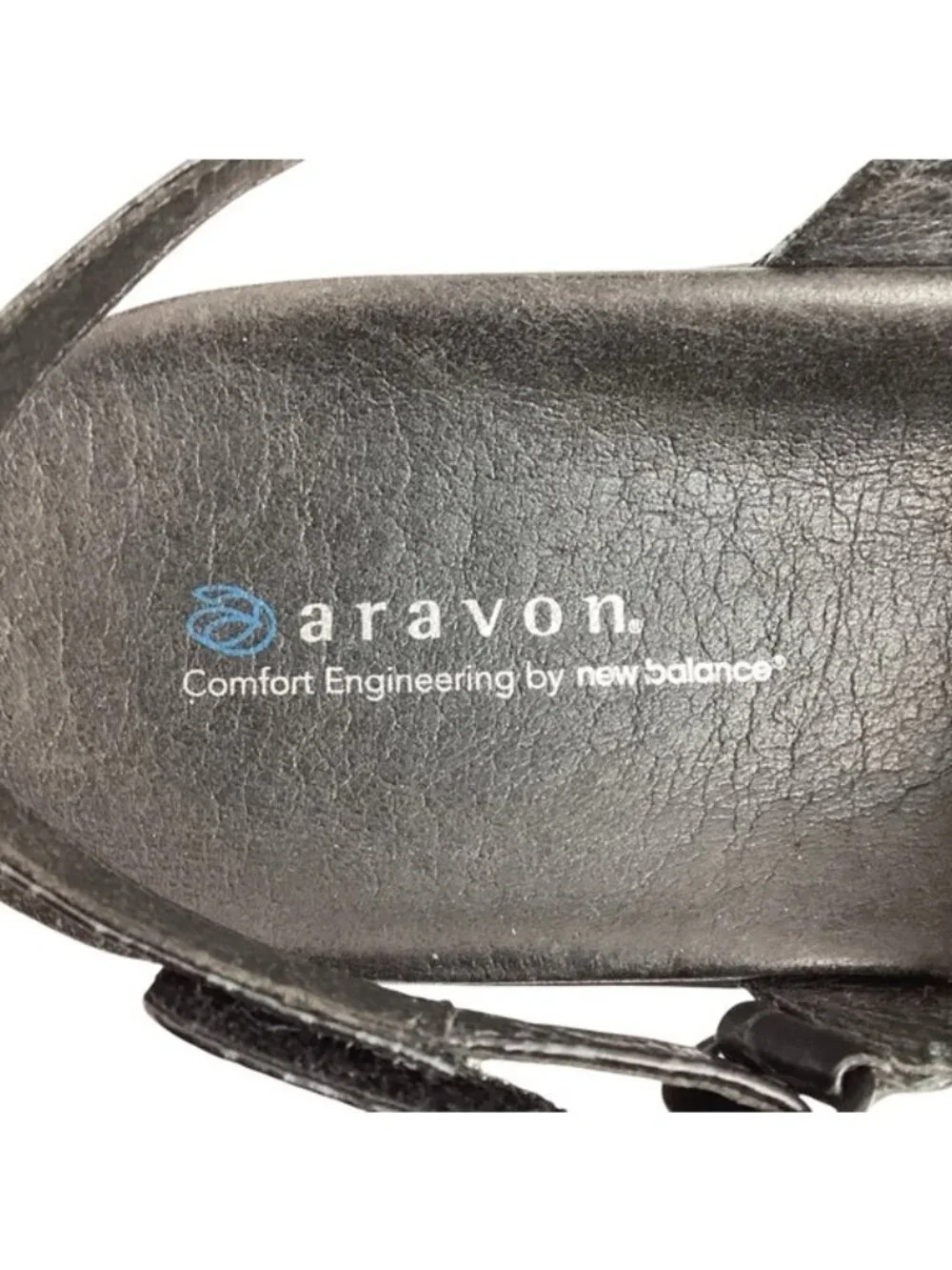 Aravon Queenie New Balance Strappy Slingback Leather Sandals Black Womans 11AA
